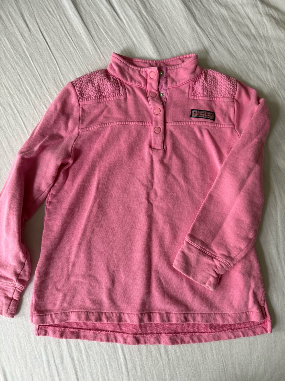 Vineyard Vines Girls M 10-12 Pink Shep Shirt Pullover 1/4 Snap Cotton